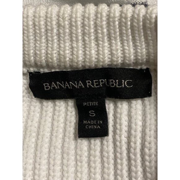 Banana Republic 3/4 Sleeve Cotton Blend Striped Rib Knit Pullover Sweater Sz S/P - Picture 4 of 5